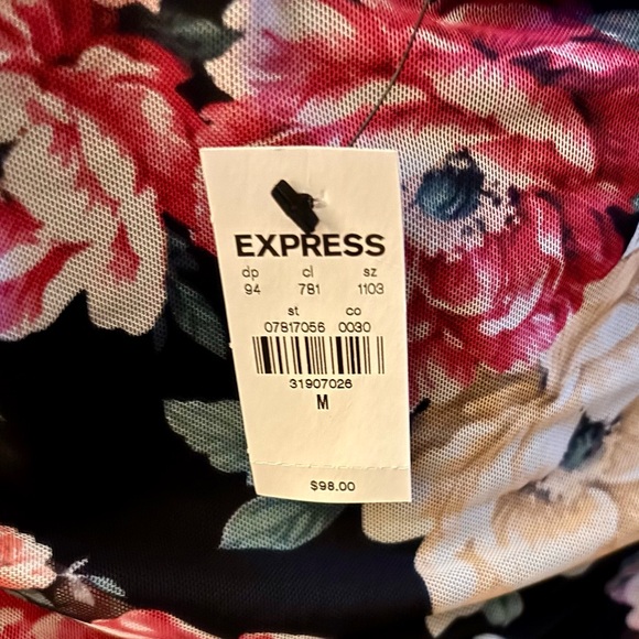 BNWT Express Floral Mesh Body Contour Sweetheart Neck Mini Dress - Picture 5 of 6